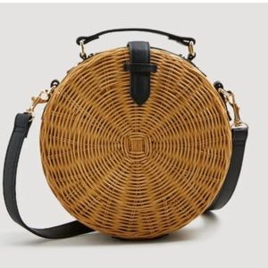 Mango - Wicker Round Crossbody Bag